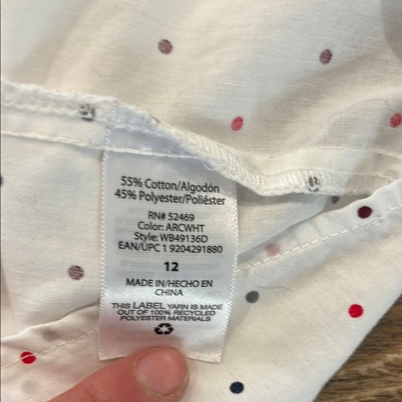 Wonder Nation Boys Kids 12 White Button Down Shirt with Red and Blue Polka Dots - Picture 5 of 5